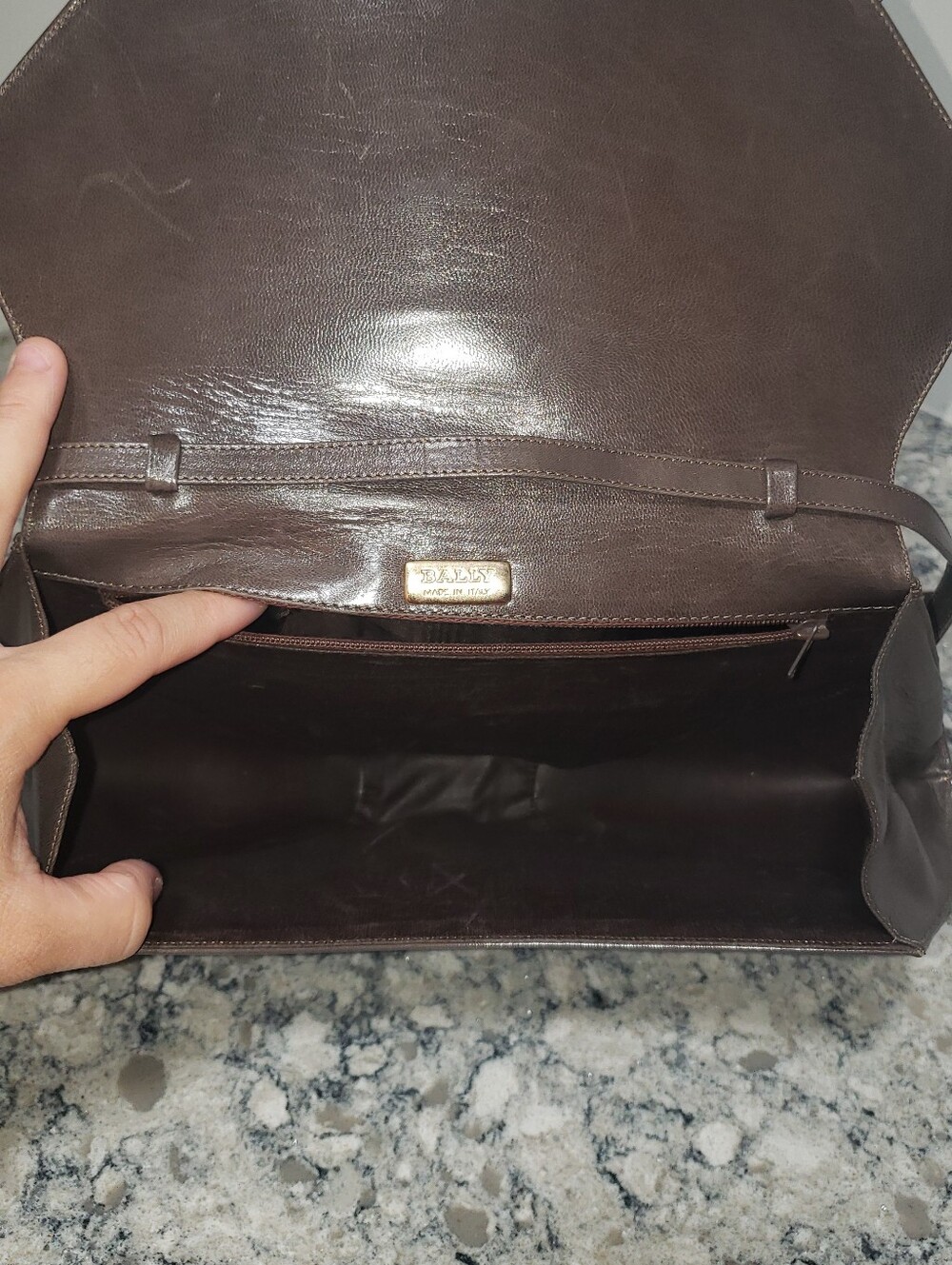 Bally Italy Vintage 1980s Structured Leather Shoulder Bag Clutch - Picture 10 of 12